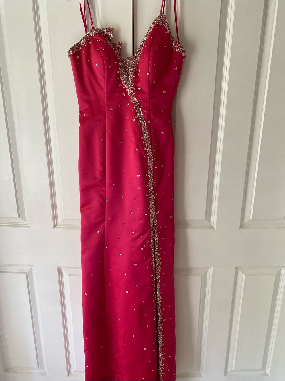 Mori Lee Beaded Fuchsia Evening Gown
